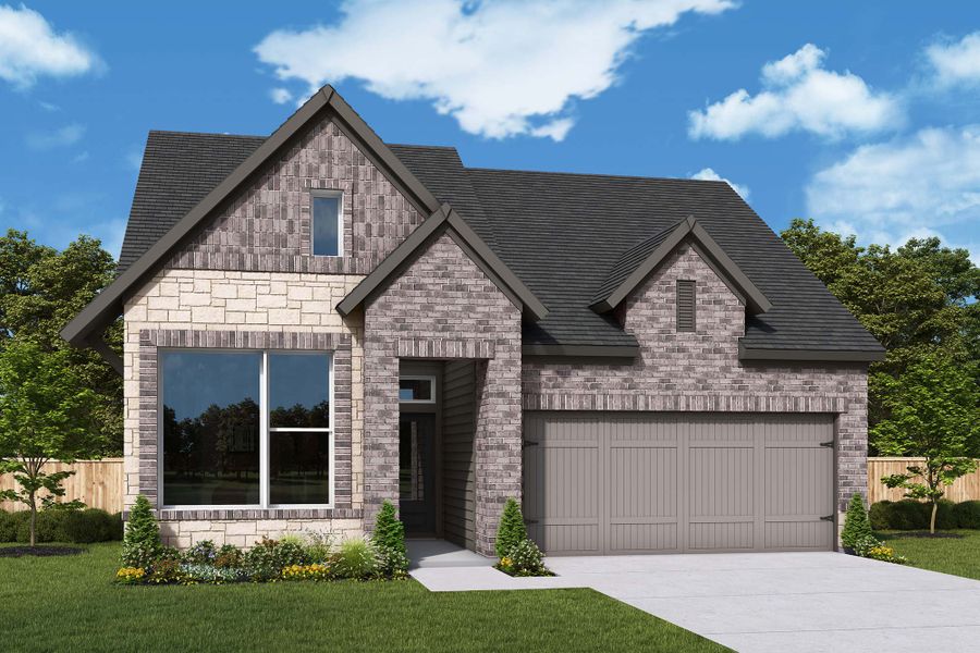 Front exterior of a new home in ARTAVIA - Reserve Collection, Conroe, TX, highlighting curb appeal (Image 2). Front exterior of a new home in ARTAVIA - Reserve Collection, Conroe, TX, highlighting curb appeal (Image 2).