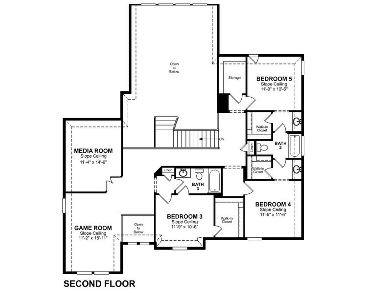2D floor plan layout for the Northcliffe by Beazer Homes in Valencia, Manvel, TX (Image 5).