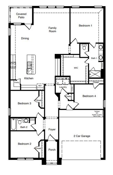 2D floor plan layout for the The Bentworth by D.R. Horton in Viridian, Lubbock, TX (Image 4).