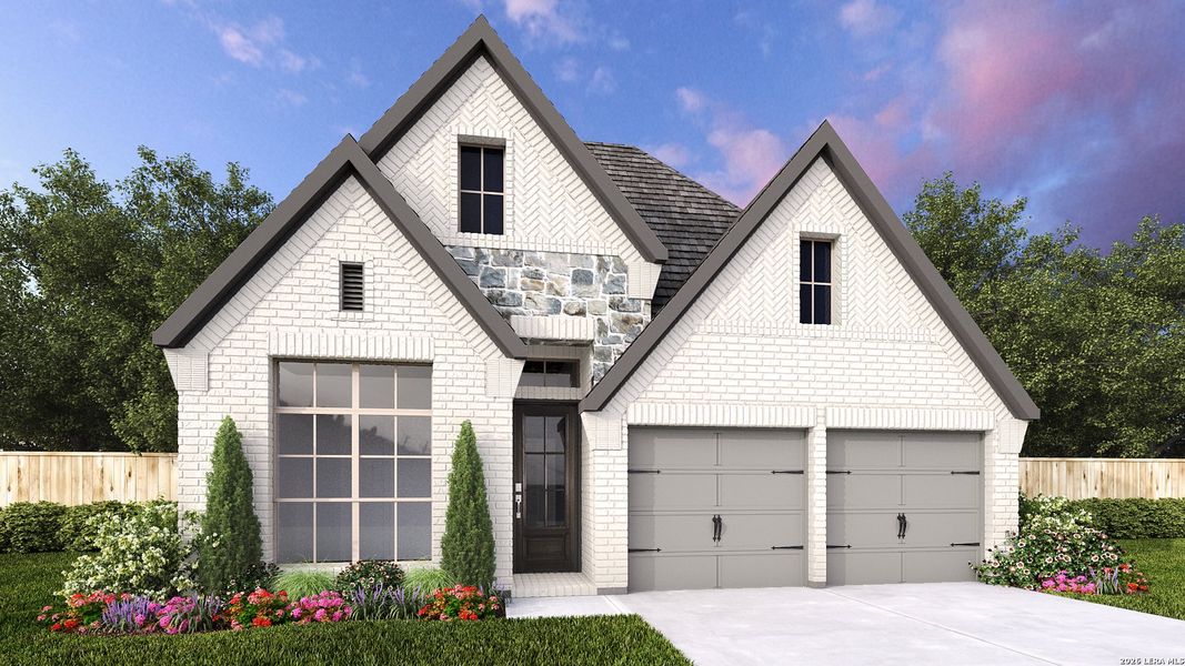 Front exterior of a new home in Arcadia Ridge, San Antonio, TX, highlighting curb appeal (Image 1). Front exterior of a new home in Arcadia Ridge, San Antonio, TX, highlighting curb appeal (Image 1).