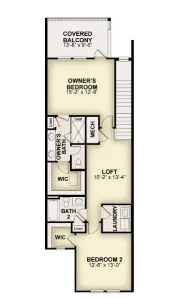 2D floor plan layout for the Edison by Rockwell Homes in Harvest at Ovation - Townhomes, Winter Garden, FL (Image 6).