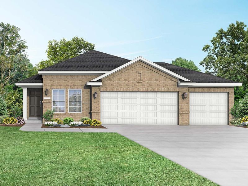 Representative exterior photo of a completed home built from the The Riviera A, 3-Car Garage by Davidson Homes LLC in River Ranch Meadows, Dayton, TX (Image 15).