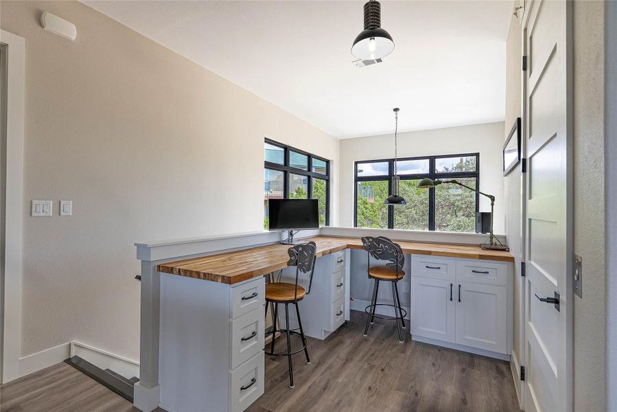 Compact office nook ideal for organization or study space.