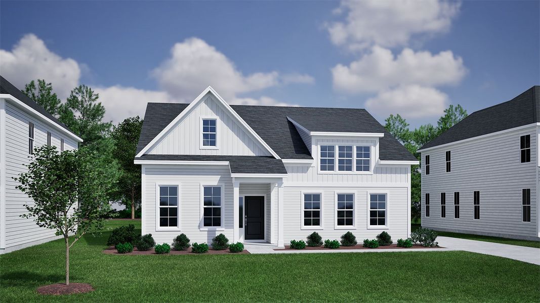 Representative exterior photo of a completed home built from the Cary - Vanguard Collection by Mungo Homes in Cottages at Lake Emory, Inman, SC (Image 5).
