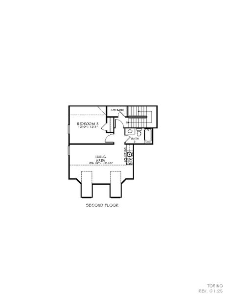 2D floor plan layout for the Torino by Epcon Communities in The Courtyards at Oak Grove, Durham, NC (Image 25).