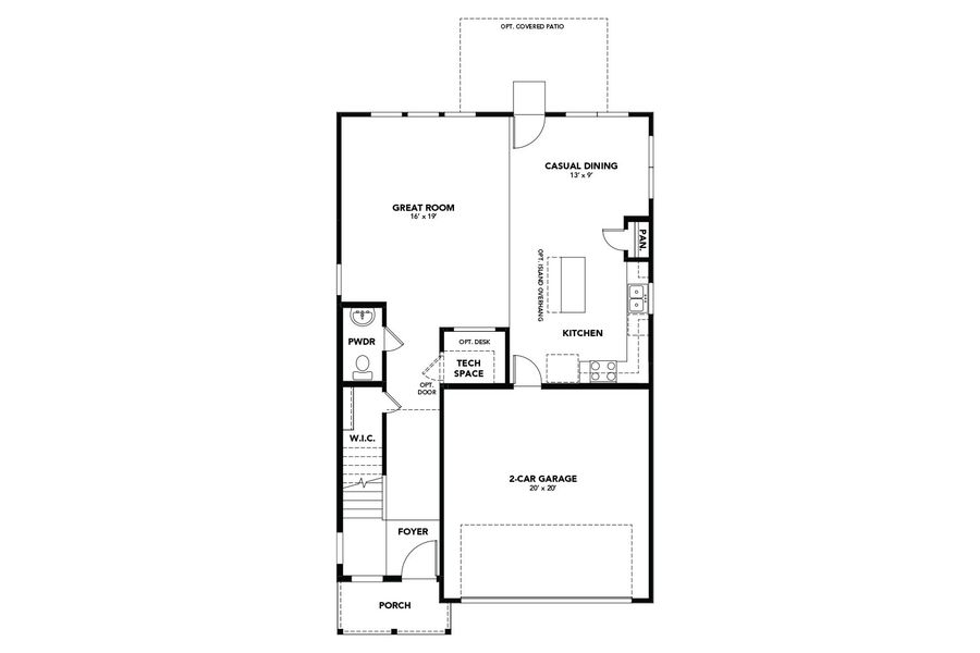 2D floor plan layout for the Polaris by DRB Homes in Prominence, San Antonio, TX (Image 3).