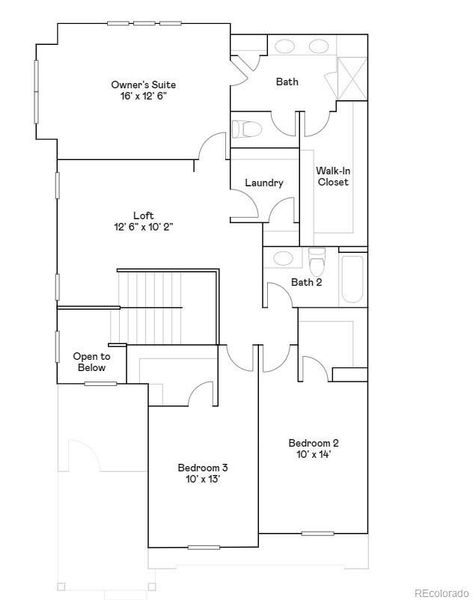 2D floor plan layout of this home in Parterre: Paired Homes, Thornton, CO (Image 3).