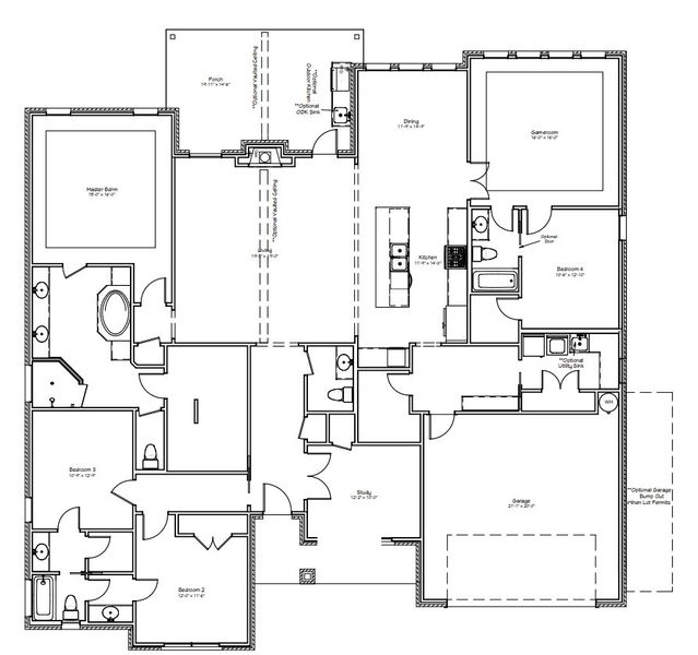 2D floor plan layout for the The Sophie by Reece Homes in Traditions, Bryan, TX (Image 3). 2D floor plan layout for the The Sophie by Reece Homes in Traditions, Bryan, TX (Image 3).
