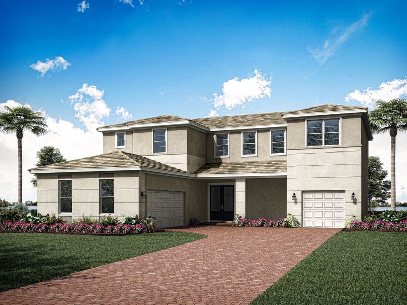 Representative exterior photo of a completed home built from the Palacio by Mattamy Homes in Tradition, Port St. Lucie, FL (Image 18). Representative exterior photo of a completed home built from the Palacio by Mattamy Homes in Tradition, Port St. Lucie, FL (Image 18).
