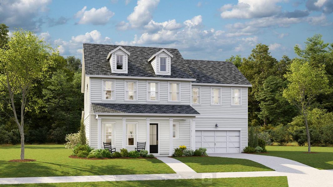 Front exterior of a new home in Carnes Crossroads: Coastal Collection, Summerville, SC, highlighting curb appeal (Image 2).