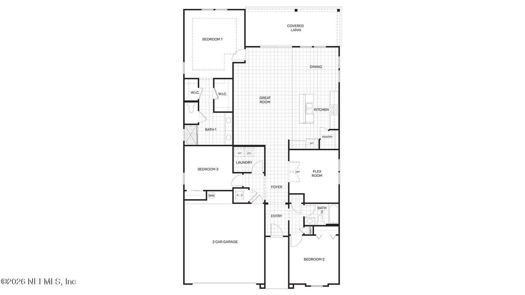 2D floor plan layout of this home in Sawmill Branch, Palm Coast, FL (Image 5).