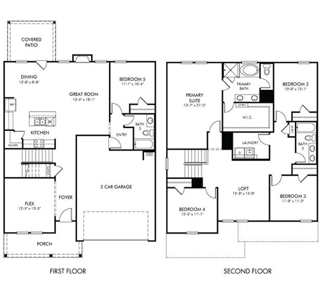 2D floor plan layout for the Chatham by Meritage Homes in Harmony Manor, Fairburn, GA (Image 4).