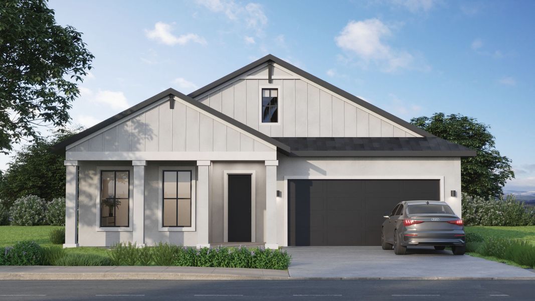 Representative exterior photo of a completed home built from the Sabino by Estela Living in Juliette Falls, Ocala, FL (Image 11). Representative exterior photo of a completed home built from the Sabino by Estela Living in Juliette Falls, Ocala, FL (Image 11).