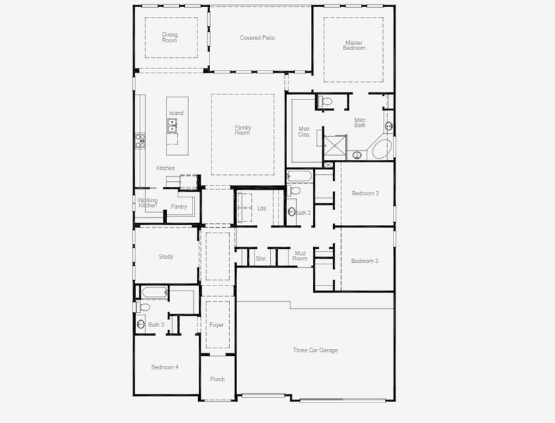 2D floor plan layout of this home in Mayfair 60', New Braunfels, TX (Image 7).