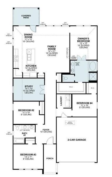 2D floor plan layout of this home in Vintage Village, Argyle, TX (Image 2). 2D floor plan layout of this home in Vintage Village, Argyle, TX (Image 2).