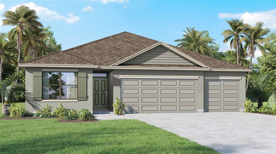 Front exterior of a new home in Brookside, Ruskin, FL, highlighting curb appeal (Image 1). Front exterior of a new home in Brookside, Ruskin, FL, highlighting curb appeal (Image 1).