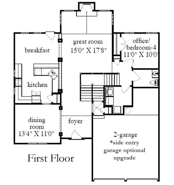 2D floor plan layout for the The Hayden by Bamford and Company in Rowland Springs, Cartersville, GA (Image 4).