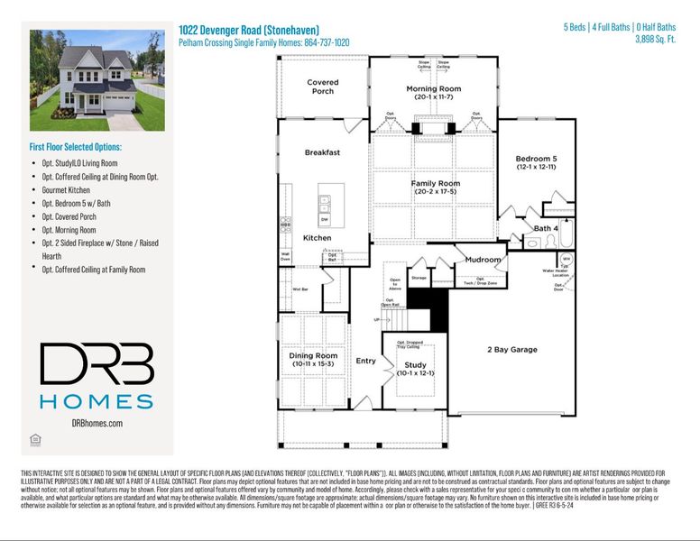 2D floor plan layout of this home in Pelham Crossing Single Family Homes, Greer, SC (Image 5).