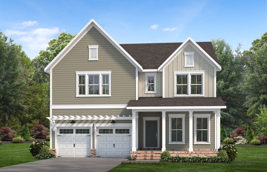 Representative exterior photo of a completed home built from the Stonebrook by Pulte Homes in Mailman Post, Knightdale, NC (Image 22). Representative exterior photo of a completed home built from the Stonebrook by Pulte Homes in Mailman Post, Knightdale, NC (Image 22).