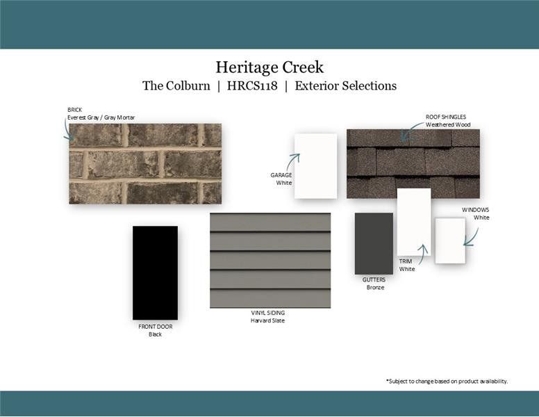 Sample of building materials used in homes in Heritage Creek, Nashville (Image 43). Sample of building materials used in homes in Heritage Creek, Nashville (Image 43).