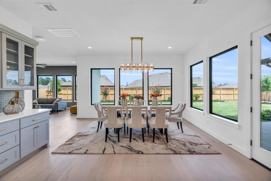 The dining room, located at the back of the home.