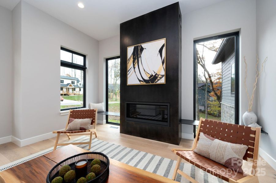 Floor-to-Ceiling Rolled Steel Fireplace Floor-to-Ceiling Rolled Steel Fireplace