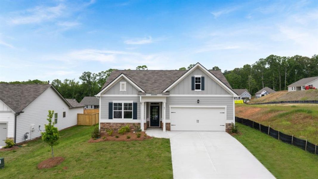 Front exterior of a new home in Lost Creek, Dallas, GA, highlighting curb appeal (Image 19).