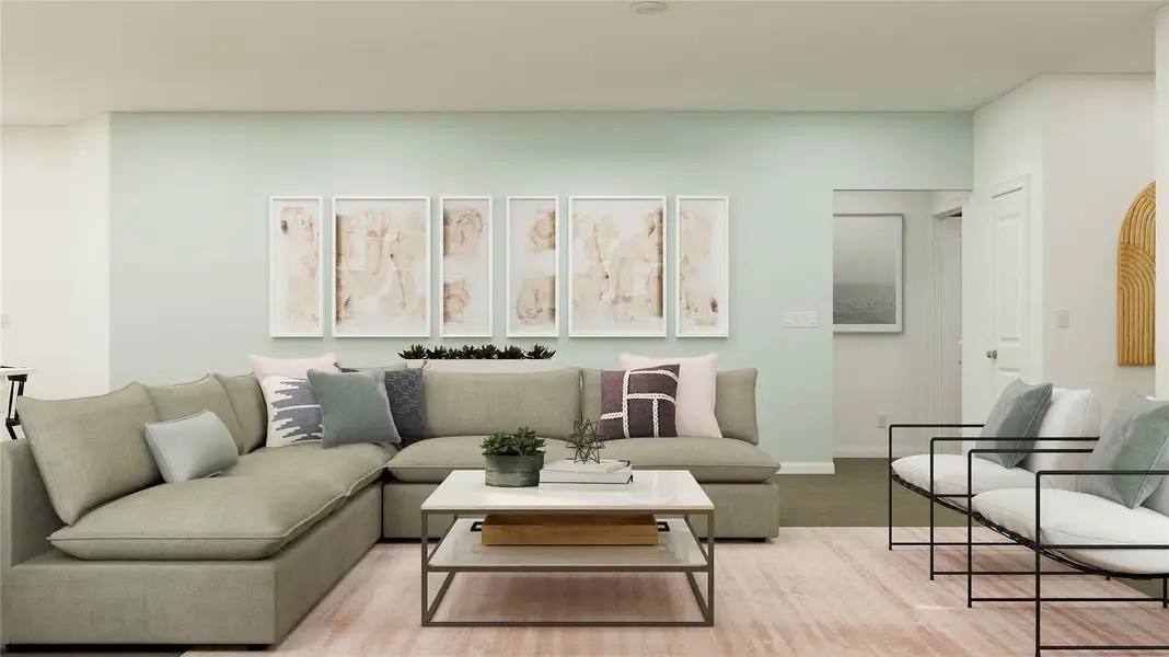 Furnished interior view inside a new home in Meadowlark Preserve: Claremont Collection, Pflugerville (Image 13). Furnished interior view inside a new home in Meadowlark Preserve: Claremont Collection, Pflugerville (Image 13).