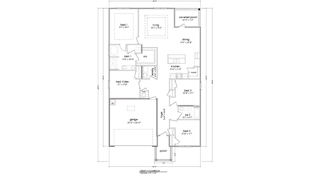 2D floor plan layout for the Rhett by D.R. Horton in Bayside at Ward Creek, Panama City Beach, FL (Image 4).