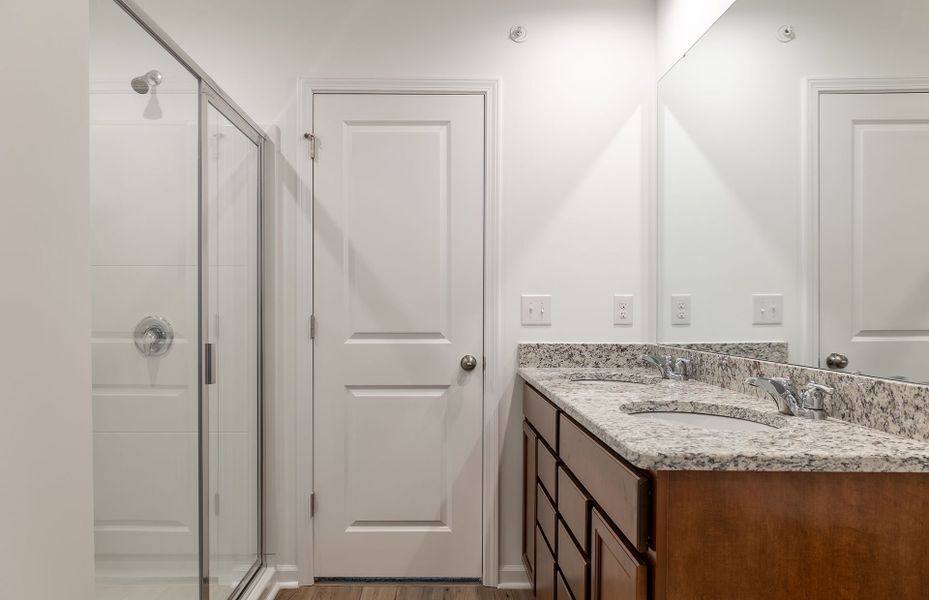 Owner's Bath with Dual Bowl Vanity and Walk-in shower