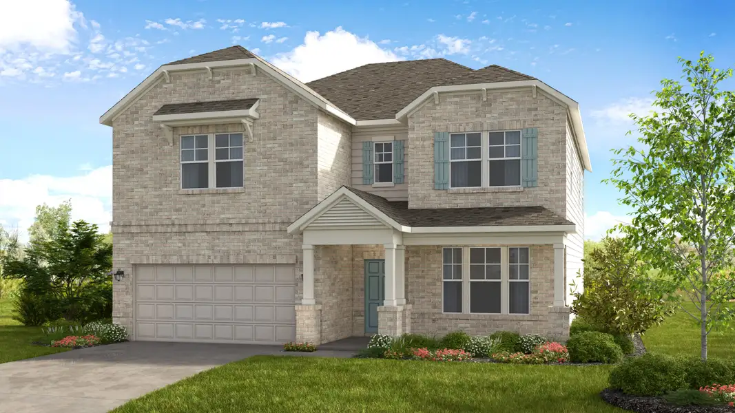 Front exterior of a new home in Oakmead, Buford, GA, highlighting curb appeal (Image 1). Front exterior of a new home in Oakmead, Buford, GA, highlighting curb appeal (Image 1).