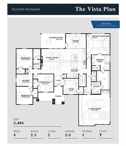 2D floor plan layout of this home in Tuscan Estates, Waxahachie, TX (Image 4).