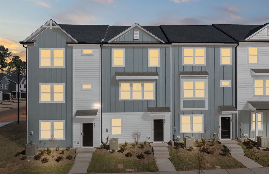Front exterior of a new home in Everton, Durham, NC, highlighting curb appeal (Image 1).