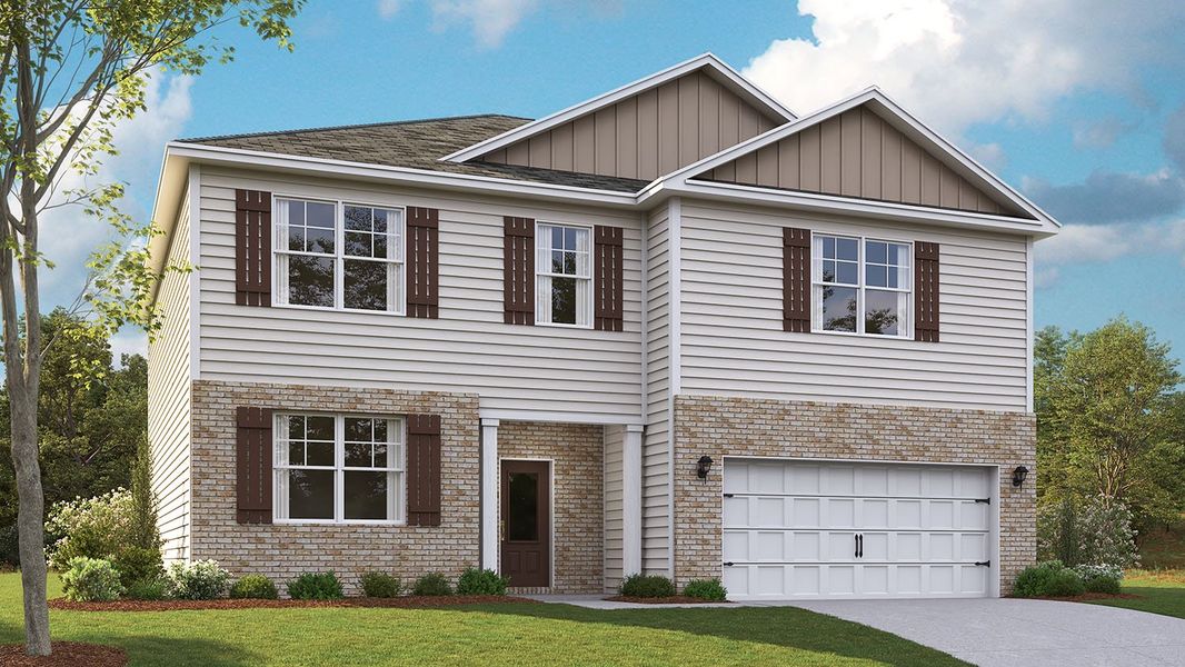 Front exterior of a new home in Millstone Village, Morristown, TN, highlighting curb appeal (Image 1). Front exterior of a new home in Millstone Village, Morristown, TN, highlighting curb appeal (Image 1).