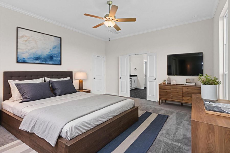Photo is Virtually Staged — Another angle of the primary suite highlighting the large layout and private retreat feel. Photo is Virtually Staged — Another angle of the primary suite highlighting the large layout and private retreat feel.