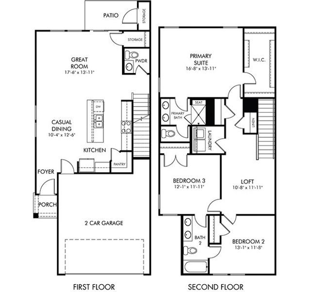 2D floor plan layout for the Opal by Meritage Homes in Meadows at Wilson Farms - The Summit Series, Fort Mill, SC (Image 2). 2D floor plan layout for the Opal by Meritage Homes in Meadows at Wilson Farms - The Summit Series, Fort Mill, SC (Image 2).