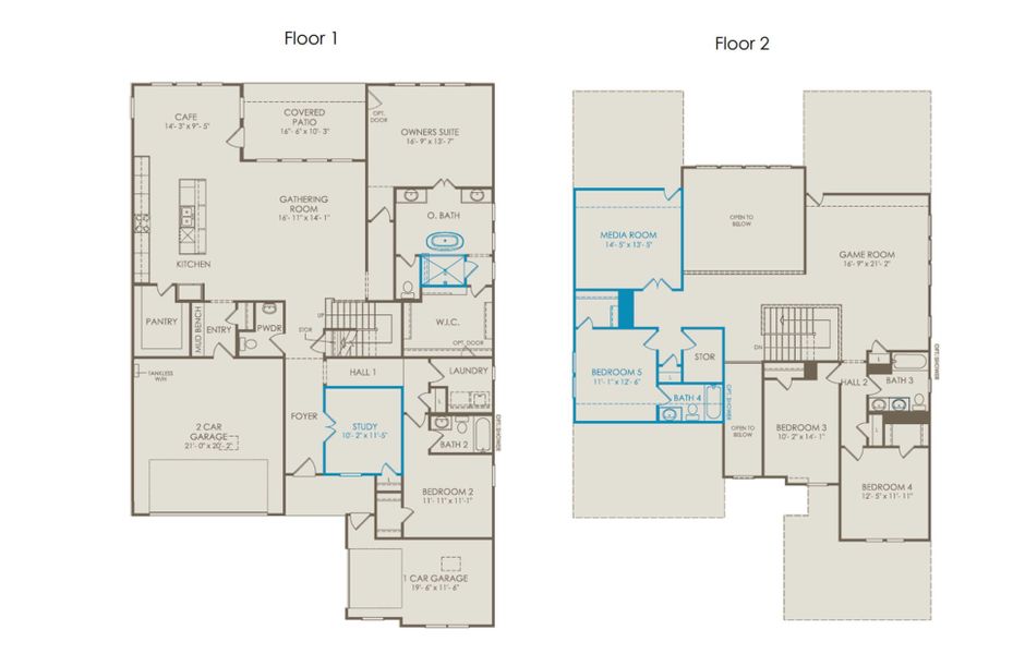 2D floor plan layout of this home in Wilson Creek Meadows, Celina, TX (Image 3).