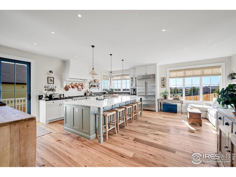 Subzero refrigerator and honed soapstone countertops