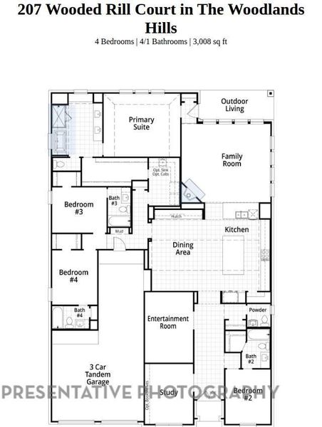 2D floor plan layout of this home in The Woodlands Hills, Willis, TX (Image 3).