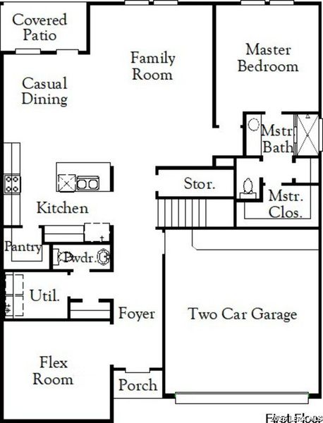 2D floor plan layout of this home in Hickory Ridge, Elmendorf, TX (Image 3).