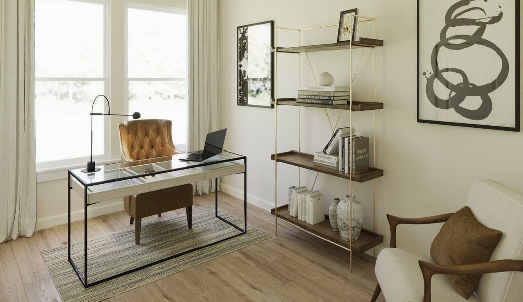 Transform the versatile flex space into a private home office