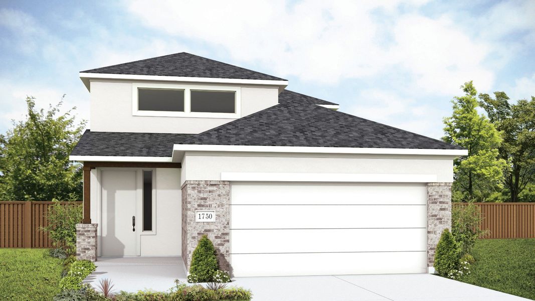 Representative exterior photo of a completed home built from the Latitude by DRB Homes in Prominence, San Antonio, TX (Image 6). Representative exterior photo of a completed home built from the Latitude by DRB Homes in Prominence, San Antonio, TX (Image 6).
