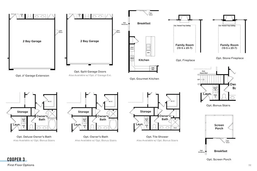 The Cooper 3 Plan by DRB homes in McBride Indian Trail, NC -  Floor 1 Options