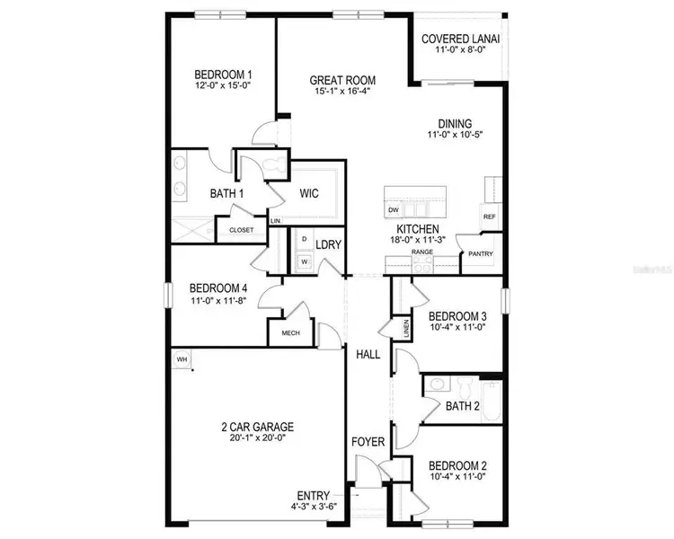 2D floor plan layout of this home in Oakfield Lakes, Parrish, FL (Image 4).
