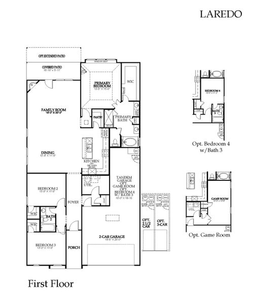 2D floor plan layout for the Laredo by Windsor Homes in Anna Town Square, Anna, TX (Image 5).