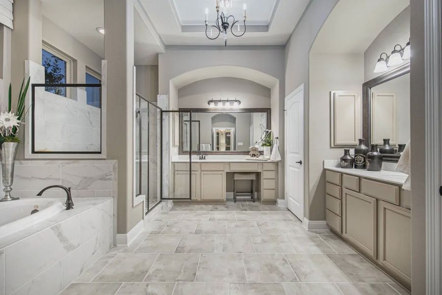 Representative furnished interior of a home built from the Lancashire by Chesmar Homes in Potranco Oaks 100's, Castroville (Image 12).