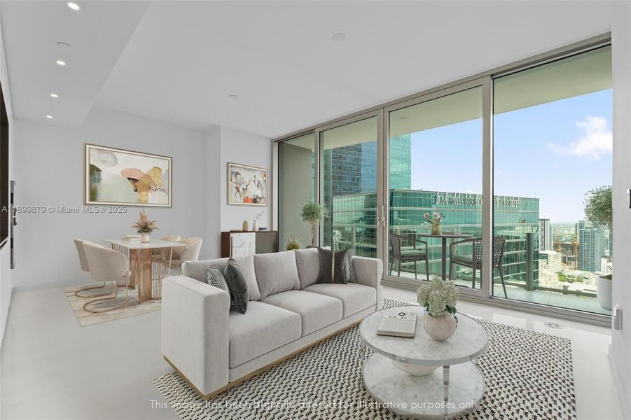 Furnished interior view inside a new home in Aston Martin Residences, Miami (Image 4).