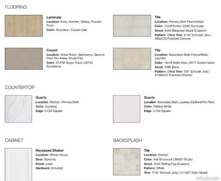 Design Selections. Home is currently under construction, selections subject to change.