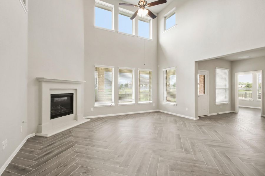 Impressive great room with cozy fireplace