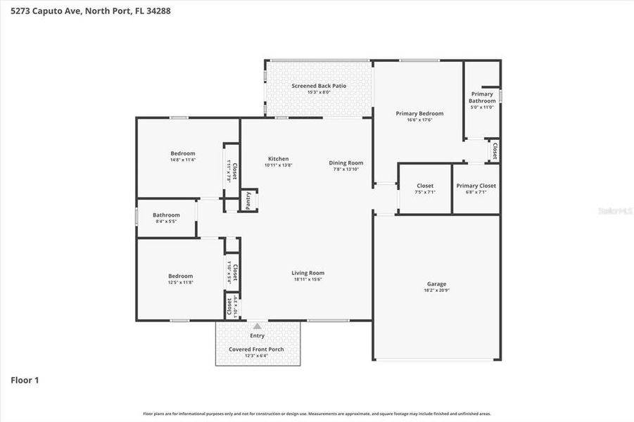 2D floor plan layout of this home in , North Port, FL (Image 5). 2D floor plan layout of this home in , North Port, FL (Image 5).